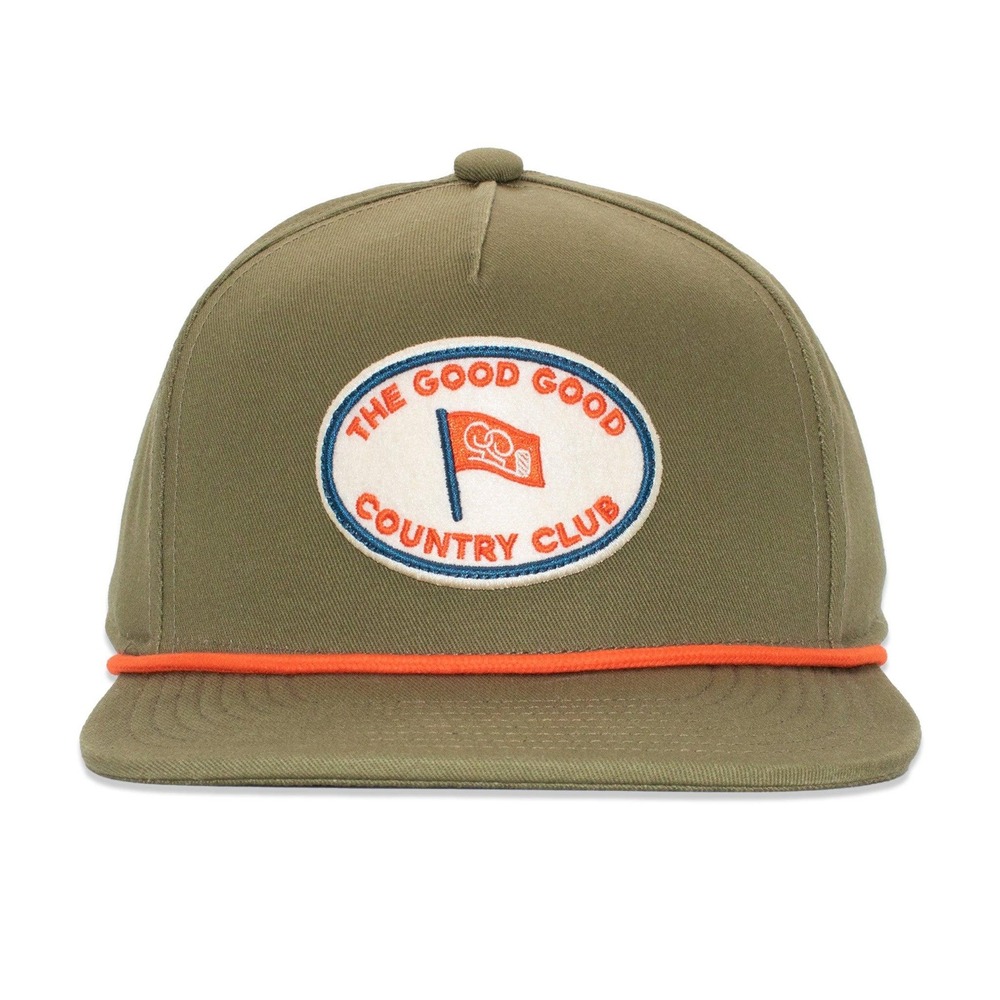 NEW Good Good Golf Country Club Rope Hat Mens Olive Green Snapback Patch Cap